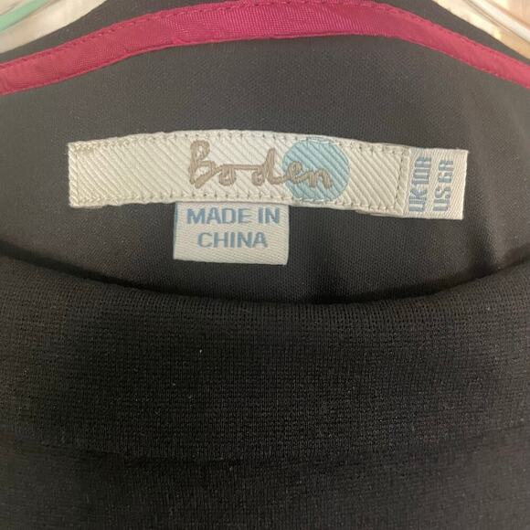 Boden Black Dress Cap Sleeve Midi Length Sheath Dress Boat Neckline Size 6 - Picture 5 of 6